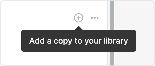 The plus status button on a shared reference with a tooltip reading “Add a copy to your library”.